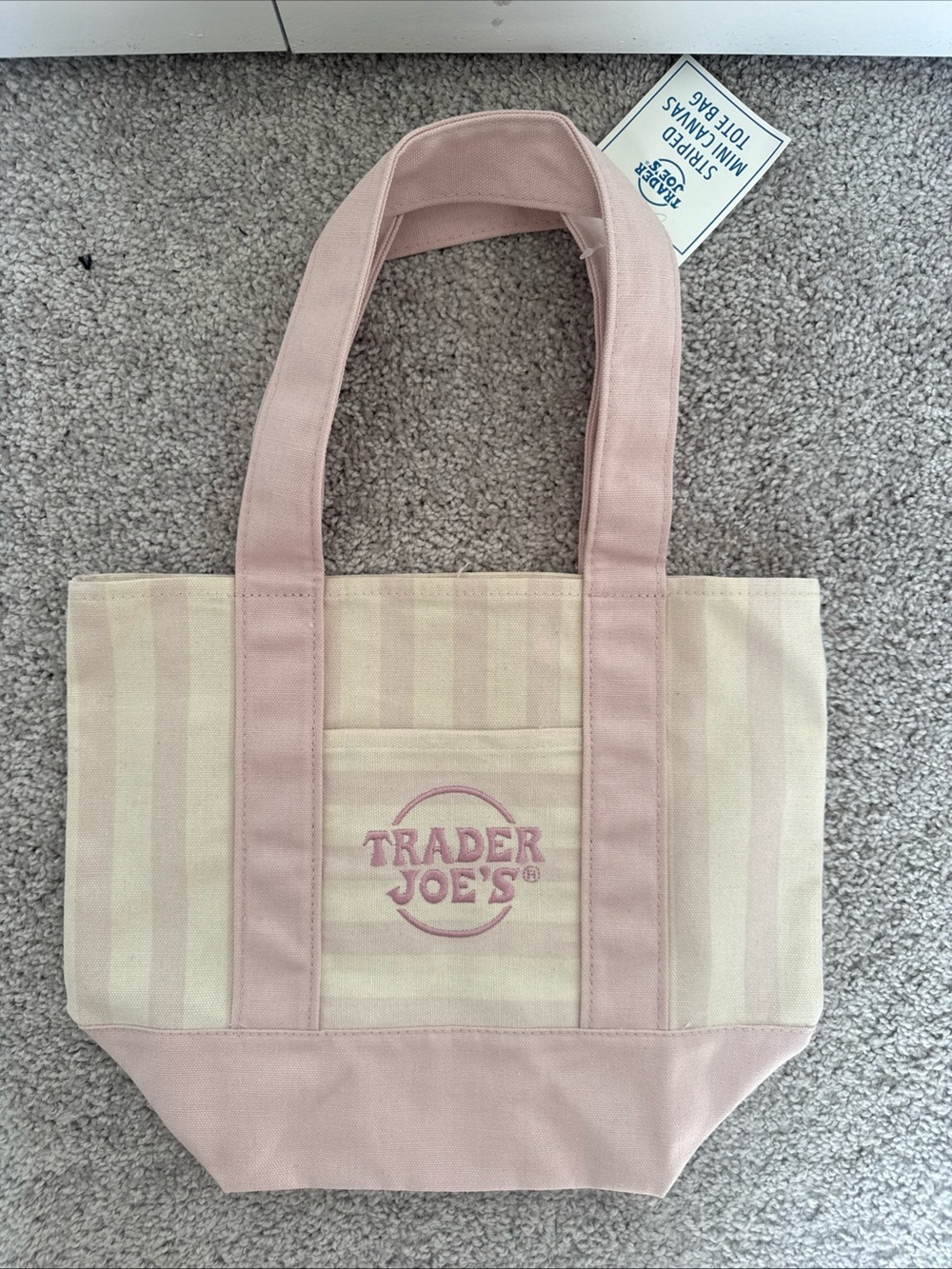 NWT Trader Joe's Striped Mini Tote Pink